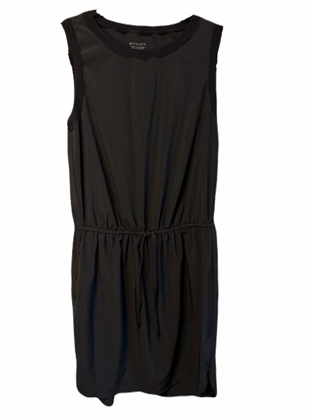Athleta Rincon Dress Black Size Small Athleisure Cinch Waist Sleeveless